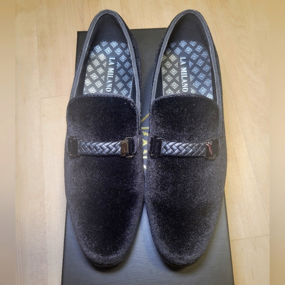La Milano Men's Black Velvet Loafer Size 7